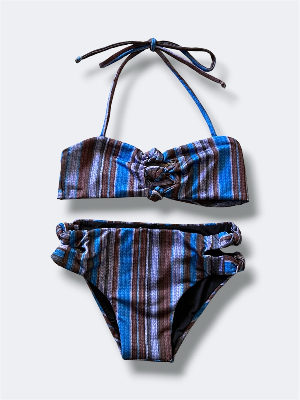 Submarine Knot Me Bikini Girls 8 Stitch Abstract Stripe Two Piece Swim Set